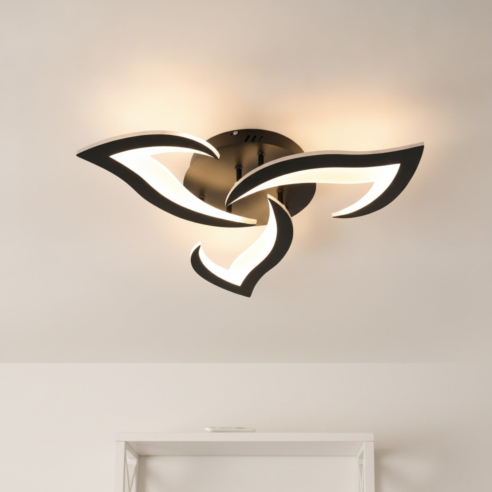 Plafonnier LED Dimmable 35W avec Télécommande - Design Acrylique Noir, Température de Couleur Ajustable 3000K-6500K