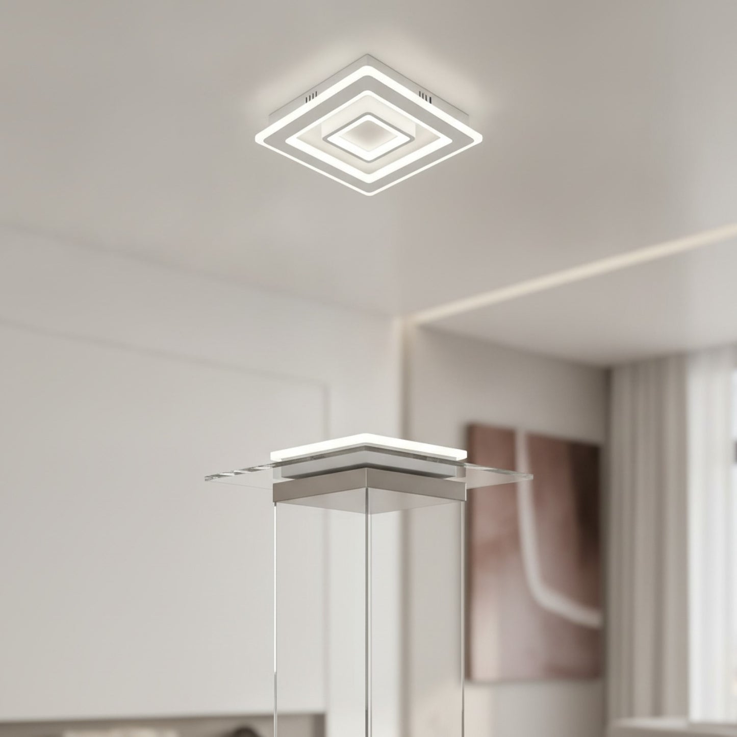 Plafonnier LED Carré Blanc Froid 42W - Design Moderne pour Salon & Chambre