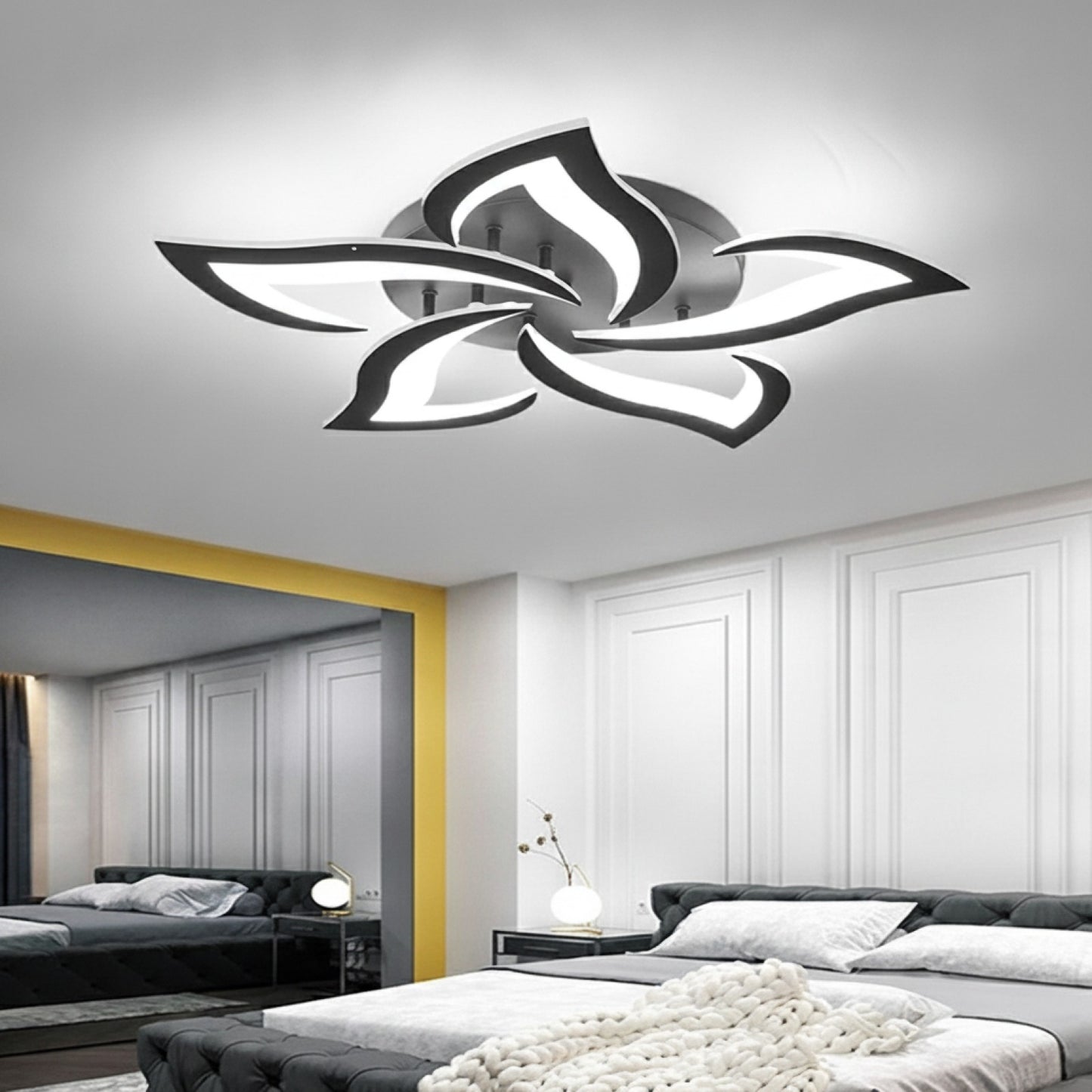 Plafonnier LED Moderne 5 Têtes Pétales - Blanc Froid 6500K pour Chambre & Couloir