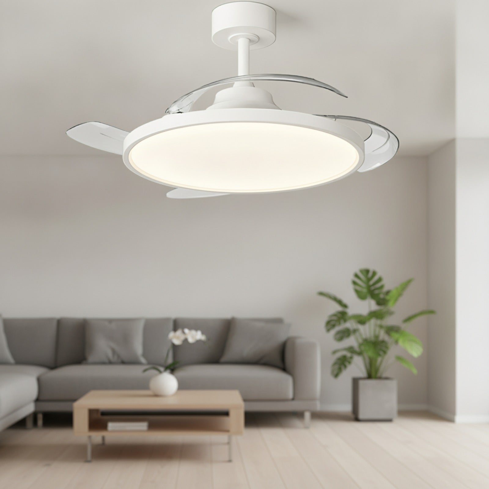 Plafonnier LED Jelena avec Ventilateur Rétractable Intelligent - 42 Pouces