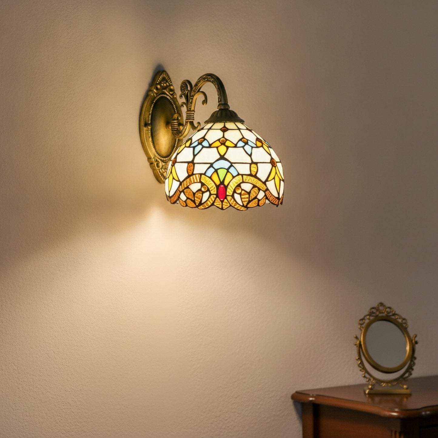 Applique Murale Vintage Tiffany - Lampe Dôme Faite Main pour Salon, Escalier, Chambre