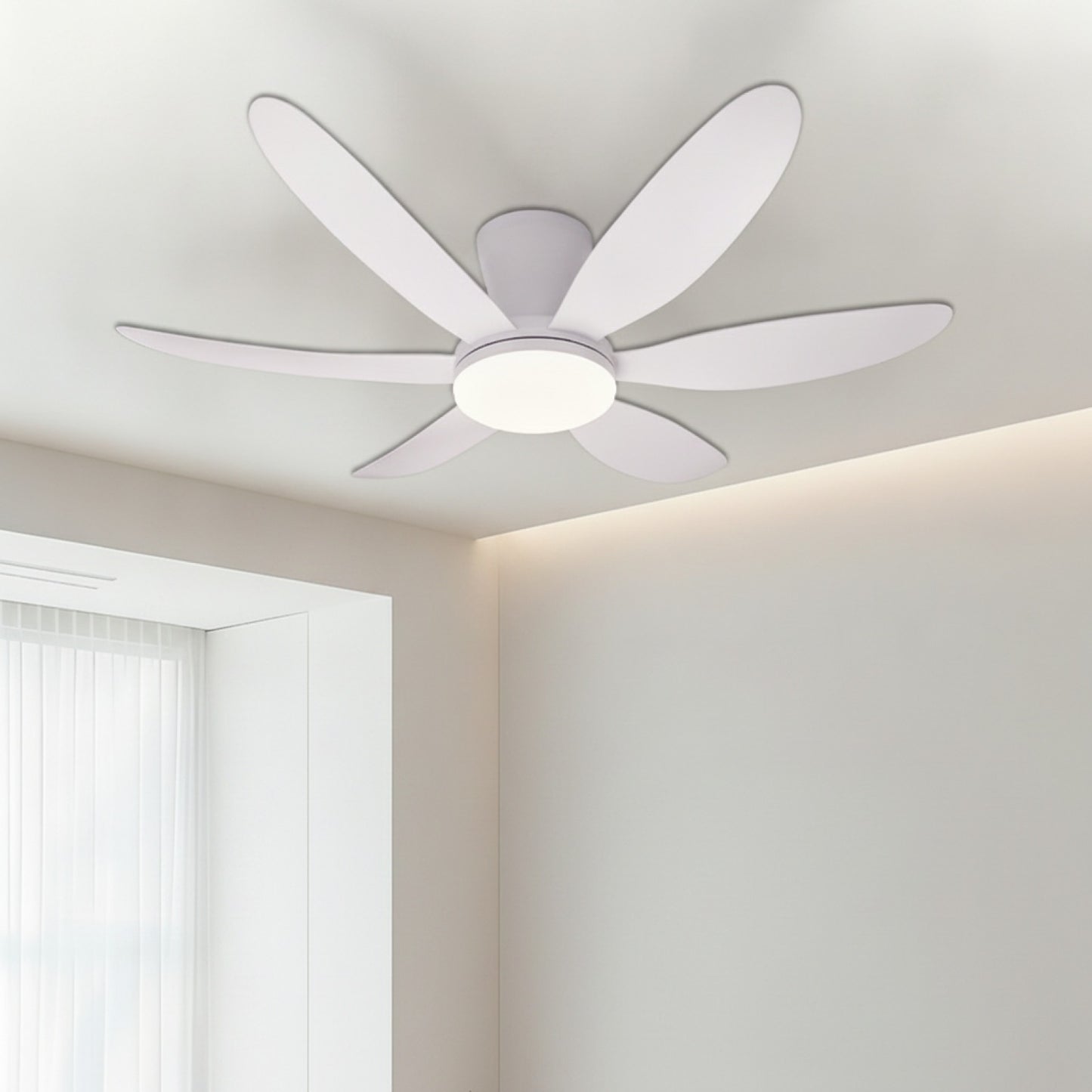 Ventilateur de Plafond 43" avec Lumière LED - Moteur DC Silencieux, 3 ou 6 Pales, 6 Vitesses, 3 Couleurs de Lumière